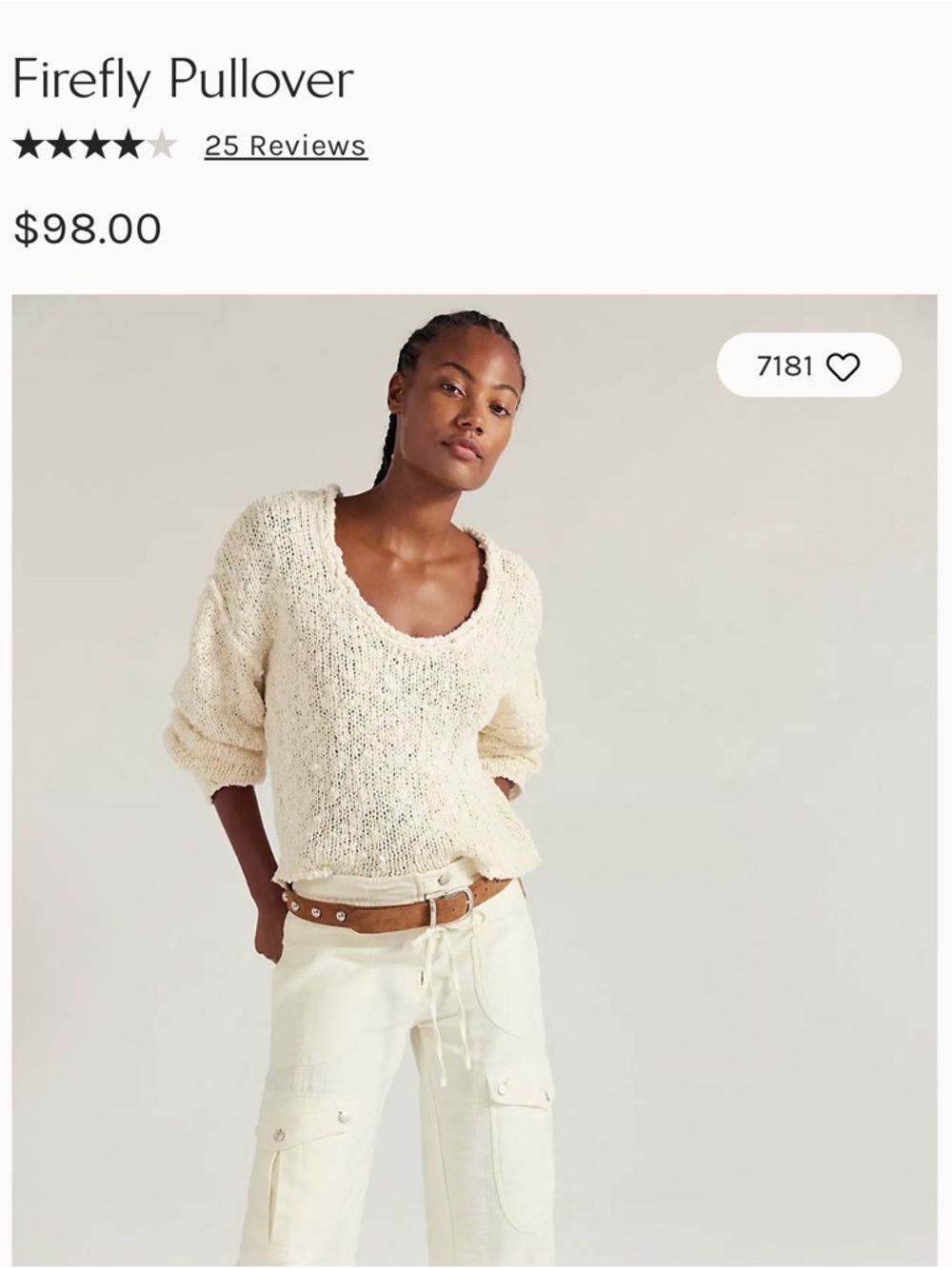 Free People Firefly Pullover Sweater - Cream - Picture 7 of 7